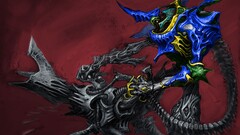 artwork red background creature