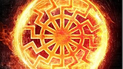 artwork red orange sun symbol