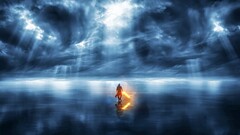 artwork reflection sword sunlight star wars lightsaber Sea storm