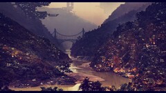 artwork science fiction futuristic city