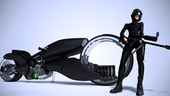 artwork science fiction Women vehicle