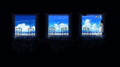 artwork Sea anime girls sky clouds Anime