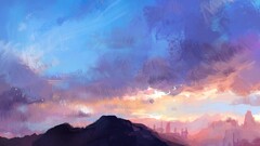 artwork sky nature clouds landscape blue