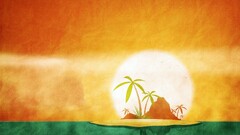 artwork sky sun palm trees Sea Island