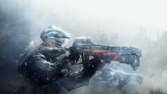 artwork soldier futuristic weapon snow digital art video games