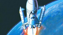 artwork space shuttle Space Earth vehicle space art blue
