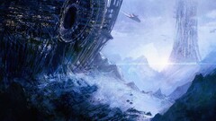 artwork spaceship planet concept art Space futuristic