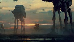 artwork star wars AT-AT Imperial Forces War digital art