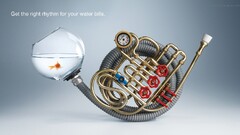 artwork trumpets goldfish fishbowls commercial