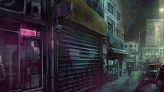 artwork urban street night Women