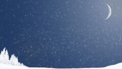 artwork winter snow Stars sky moon