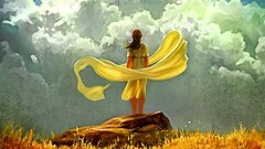 artwork Women nature sky clouds