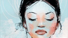 artwork Women Portal (game) Chell face closed eyes video games