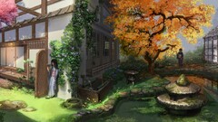 asian architecture cherry blossom snow anime girls Anime artwork