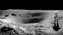 astronaut moon Space monochrome crater