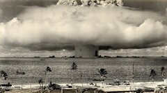 atomic bomb military pacific ocean explosion Nuclear palm trees