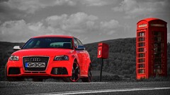 Audi Car vehicle red cars selective coloring