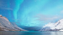 aurorae landscape Mountains snow sky snowy mountain blue cyan