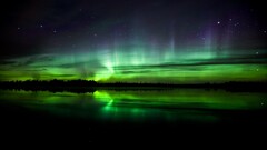 aurorae sky nature landscape reflection Norway Stars Lake