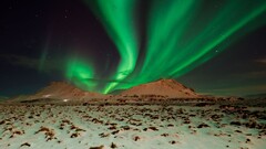 aurorae sky nature night winter Mountains snow