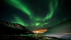 aurorae sky nature Norway Mountains Green Stars