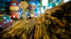 bamboo bokeh blurred street Hong Kong Asia China City