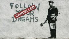 banksy graffiti painting Men Typography depressing