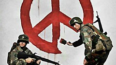 banksy street art graffiti peace War soldier gun humor