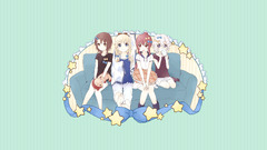 barefoot cup Anime anime girls sitting group of women couch