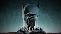 Batman comic art artwork rain