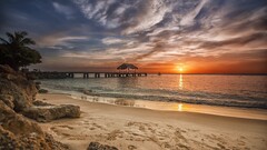 bay beach pier sky sunlight