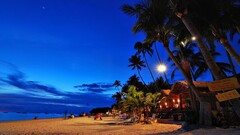 beach dusk Philippines palm trees night