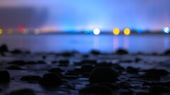 beach lights bokeh