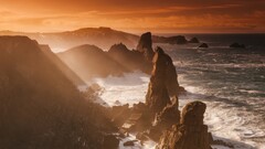 beach rock coast Sea sunlight