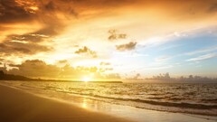 beach Sea clouds sky sunlight