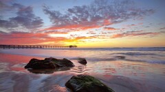 beach sky horizon pier Sea sunlight