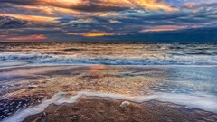 beach sunset clouds Sea sky