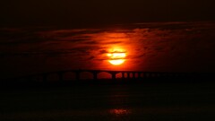 beach sunset Sea Bridge sunlight sky clouds