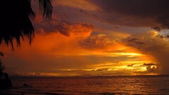beach sunset sky clouds Sea