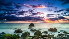 beach sunset sky sunlight clouds