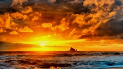 beach sunset sunlight Sea clouds sky