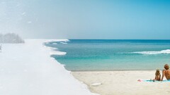 beach winter snow digital art collage Sea nature ice horizon