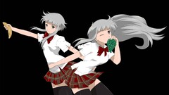 Ben-To anime girls Anime miniskirt grapes bananas two women food