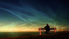 bench sky People Sea