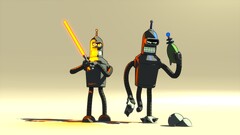 Bender Futurama cartoon Simple Background lightsaber TV series
