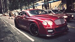 Bentley Car red cars vehicle City urban