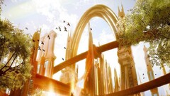 Birds fantasy city artwork