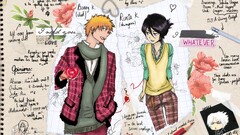 bleach kuchiki rukia kurosaki ichigo Typography writing Pencils