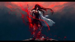 blood sword NanFe artwork long hair fantasy girl fantasy art