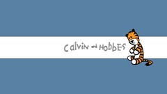 blue background Simple Background calvin and hobbes comics